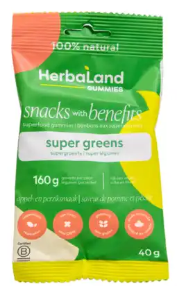 De Online Drogist Herbaland Gummies Super Greens Appel en Perzik aanbieding