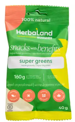 De Online Drogist Herbaland Gummies Super Greens Appel en Perzik aanbieding