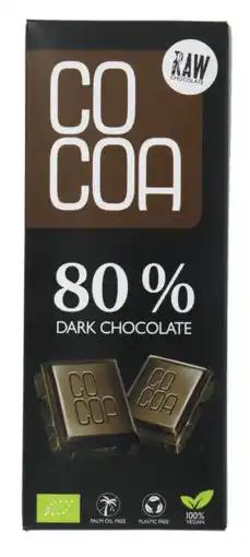 De Online Drogist Cocoa 80% Dark Chocolate Reep aanbieding