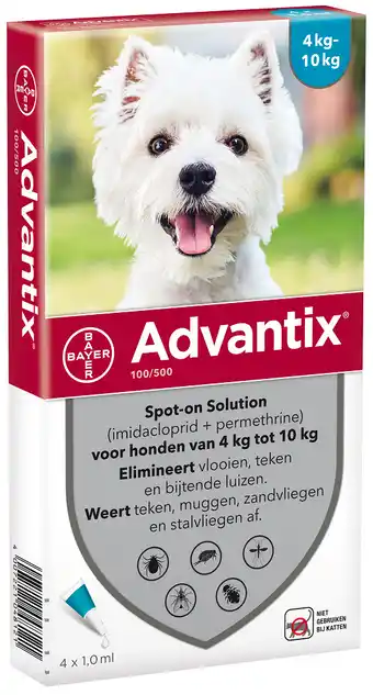 De Online Drogist Advantix Hond 100/500 (4-10kg) Spot-on Solution Pipetten aanbieding
