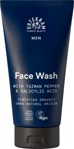 De Online Drogist Urtekram Men Facewash With Tazman Pepper Salicylic Acid aanbieding