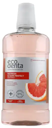De Online Drogist Ecodenta Refresh & Gum Protect Mondwater Grapefruit aanbieding
