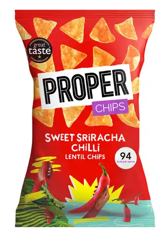 De Online Drogist PROPER Sweet Sriracha Chilli Lentil Chips aanbieding