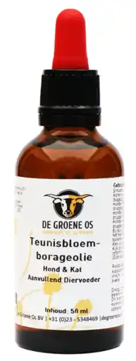 De Online Drogist De Groene Os Teunisbloem-Borageolie Hond & Kat aanbieding