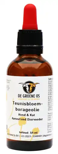 De Online Drogist De Groene Os Teunisbloem-Borageolie Hond & Kat aanbieding