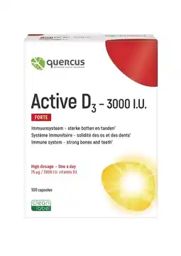 De Online Drogist Quercus Active D3 3000 IU Capsules aanbieding