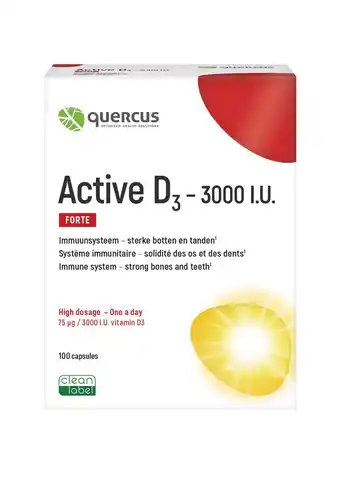 De Online Drogist Quercus Active D3 3000 IU Capsules aanbieding