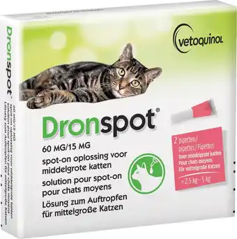 De Online Drogist Dronspot 60mg/15mg Spot-on Oplossing Voor Middelgrote Katten Pipet aanbieding