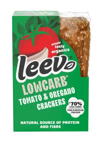 De Online Drogist Leev Tomato & Oregano Lowcarb Crackers aanbieding