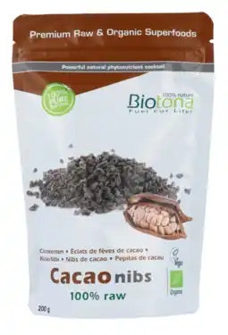 De Online Drogist Biotona Cacao Nibs 100% Raw aanbieding