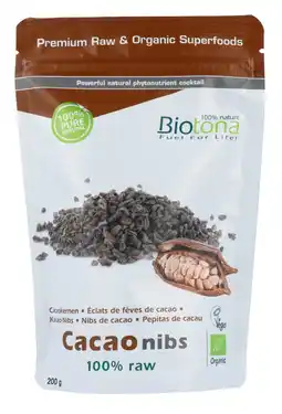 De Online Drogist Biotona Cacao Nibs 100% Raw aanbieding