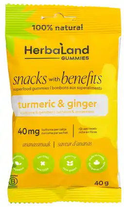 De Online Drogist Herbaland Gummies Tumeric & Ginger aanbieding