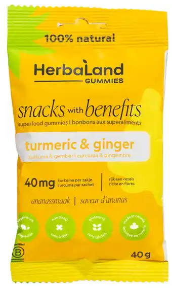 De Online Drogist Herbaland Gummies Tumeric & Ginger aanbieding