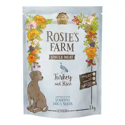 Zooplus 1kg Rosie's Farm Single Meat Senior Kalkoen met Rijst droogvoer voor honden aanbieding