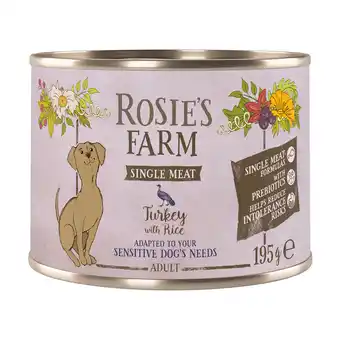 Zooplus 6x 195g Rosie's Farm Single Meat Adult Kalkoen & Rijst nat hondenvoer aanbieding