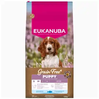 Zooplus 12kg Eukanuba Grain Free Puppy Klein & Middelgroot Ras Zeevis Hondenvoer droog aanbieding