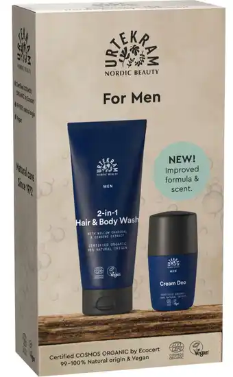 De Online Drogist Urtekram For Men Hair & Body Wash - Cream Deo Giftset aanbieding