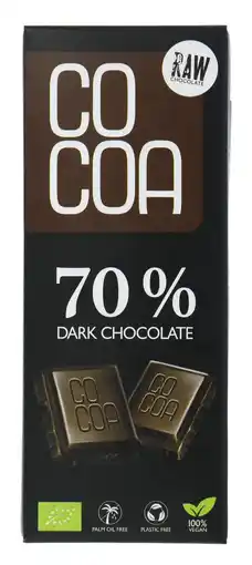 De Online Drogist Cocoa 70% Dark Chocolate Reep aanbieding
