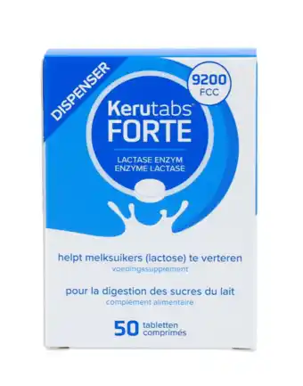 De Online Drogist Kerutabs FORTE Lactase Enzym 9200 FCC Tabletten aanbieding