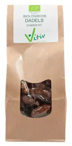 De Online Drogist Vitiv Biologische Dadels Zonder Pit aanbieding