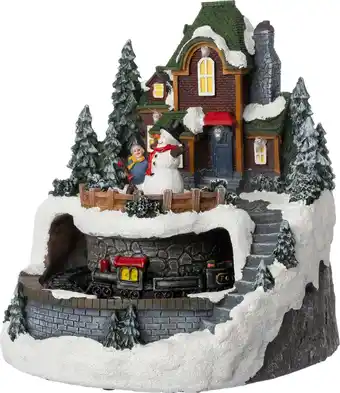 Intratuin Intratuin kerstdorp huis en trein 21,8 x 21,7 x 24,5 cm aanbieding