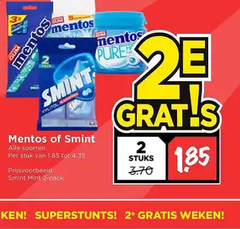 Vomar Voordeelmarkt Mentos of Smint alle soorten aanbieding