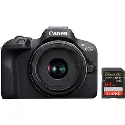 MediaMarkt Canon Eos R100 + Rf-s 18-45mm 64 Gb Sd Kaart Hybride Camera aanbieding