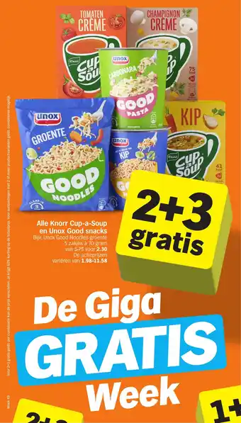 Alle Knorr Cup-a-Soup en Unox Good snacks