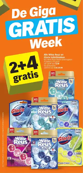 Albert Heijn Alle witte reus en glorix toiletblokken aanbieding