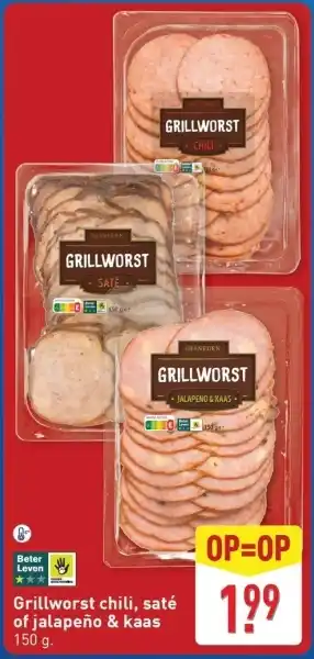 ALDI Grillworst chili, saté of jalapeño & kaas aanbieding