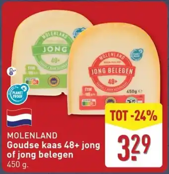 ALDI Molenland Goudse kaas 48+ jong of jong belegen aanbieding