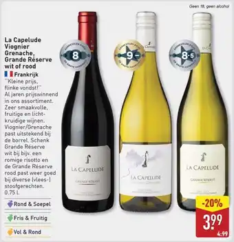 ALDI La Capelude Viognier Grenache, Grande Réserve wit of rood Frankrijk aanbieding