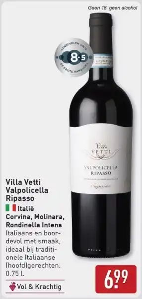 ALDI Villa Vetti Valpolicella Ripasso Italië Corvina, Molinara, Rondinella Intens aanbieding