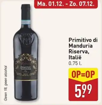 ALDI Primitivo di Manduria Riserva, Italië aanbieding
