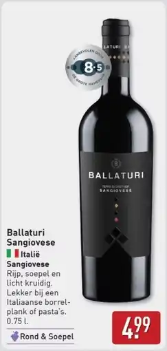 ALDI Ballaturi Sangiovese Italië Sangiovese aanbieding