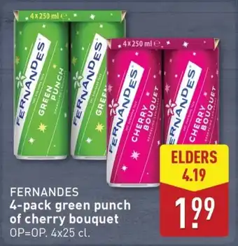 ALDI Fernandes 4-pack green punch of cherry bouquet aanbieding