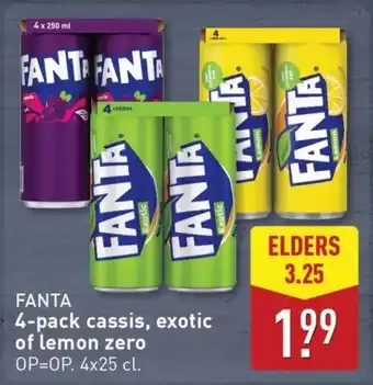 ALDI Fanta 4-pack cassis, exotic of lemon zero aanbieding