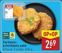 ALDI Varkens- schnitzels saté aanbieding