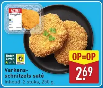 ALDI Varkens- schnitzels saté aanbieding
