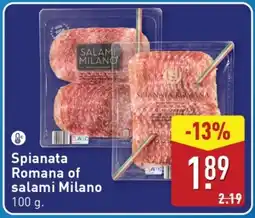 ALDI Spianata Romana of salami Milano aanbieding