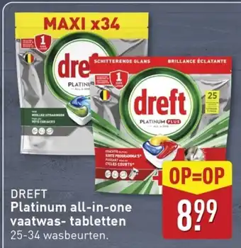 ALDI Platinum all-in-one vaatwas- tabletten aanbieding