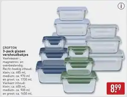 ALDI Crofton 3-pack glazen vershoudbakjes aanbieding