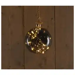 Pets Place Anna's Collection Kerstlamp Bol Aan Touw - Kerstverlichting - Ø15 cm Antraciet Warm Wit 10 led aanbieding
