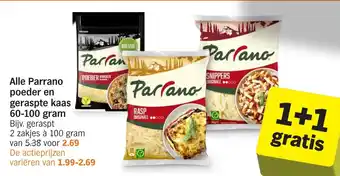 Albert Heijn Alle Parrano poeder en geraspte kaas aanbieding