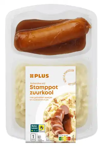 PLUS PLUS Stamppot zuurkool rookworst aanbieding