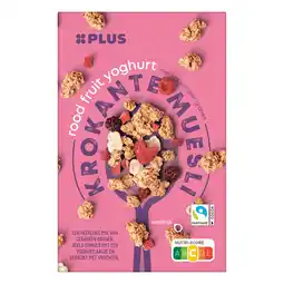 PLUS PLUS Krokante muesli rood fruit - yoghurt aanbieding