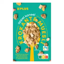 PLUS PLUS Krokante muesli appel kaneel aanbieding