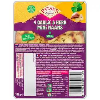 PLUS Patak's Mini naan knoflook en kruiden aanbieding