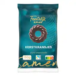 PLUS Feestelijk PLUS Kerstkransjes pure chocolade aanbieding