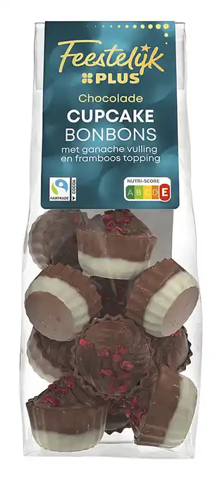 PLUS Feestelijk PLUS Chocolade cupcake met framboos aanbieding